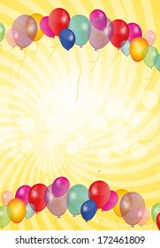 Festive balloons with space for text