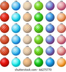 Festive balls of different colors and patterns