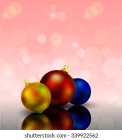 Festive balls on bokeh background