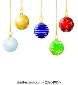 festive balls on a white background,  vector  illustration