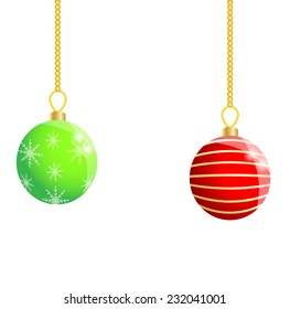 festive balls on a white background,  vector  illustration