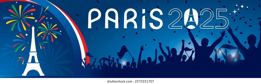 FESTIVE BANNER FOR 2025 IN FRANCE IN PARIS