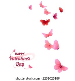 Festive banner card for Valentine's Day, wedding, birthday, with elements of flying beautiful brown, pink butterflies