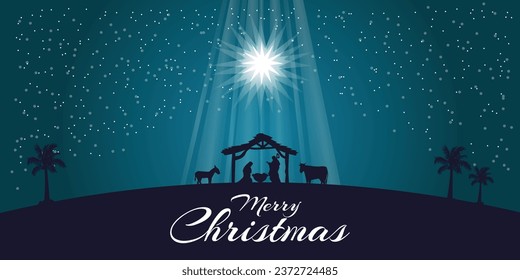 Festive banner for Christmas with nativity scene