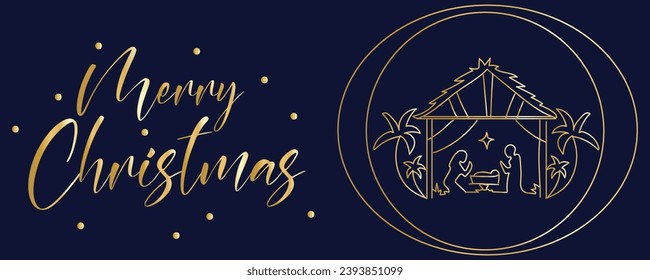 Festive banner for Christmas with Nativity Scene