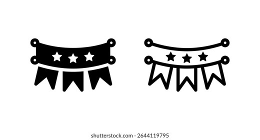 Ícone festivo da bandeira com banner para celebrações, festas e eventos. Ideal para feriados, festivais e ocasiões alegres.