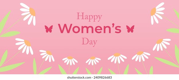 Festive banner for International Women's Day with flowers