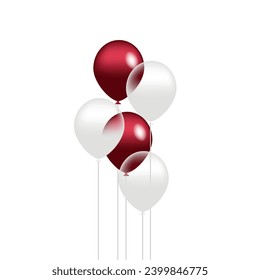 Festive banner with red confetti and balloons	