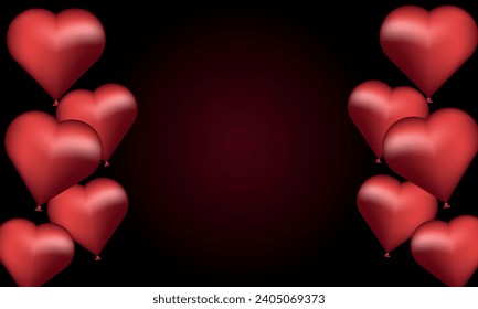 Festive banner with red confetti and balloons