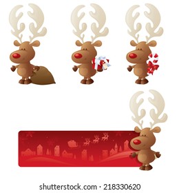 Festive banner with Reindeer. Easy to put your favourite Reindeer with banner