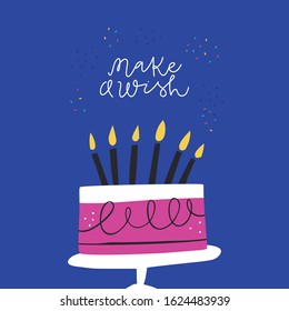 Festive Bday Cake And Congratulation Phrase Illustration