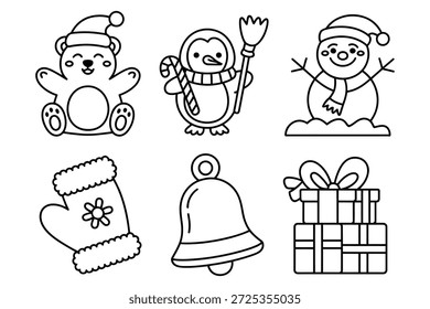 Pingüino de oso festivo muñeco de nieve mitón campana regalos de Navidad