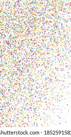 Festive beauteous confetti. Celebration stars. Childish bright stars on white background. Grand festive overlay template. Vertical vector background.