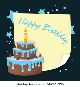 festive beautiful birthday cake vector illustration