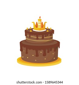 festive beautiful birthday cake vector illustration