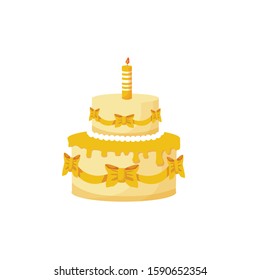 festive beautiful birthday cake vector illustration