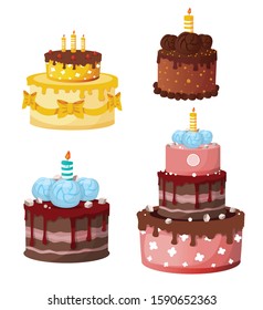festive beautiful birthday cake vector illustration