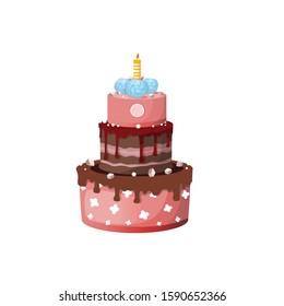 festive beautiful birthday cake vector illustration