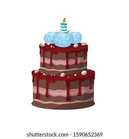 festive beautiful birthday cake vector illustration