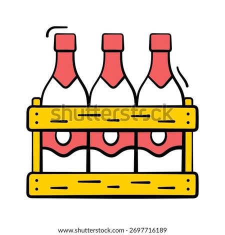 Festive beer bottles pack icon for New Year or Christmas parties