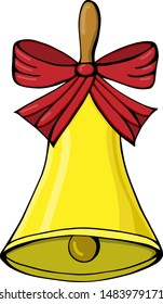 Festive bell with a red bow.