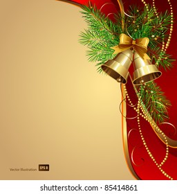 festive  bells  with Christmas fir tree