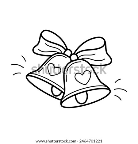 Festive bells. Wedding item. Simple linear hand drawn doodle illustration