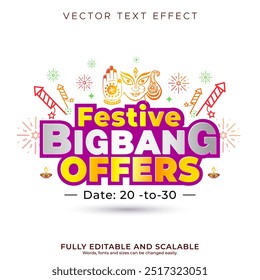 Festivo bigbang oferece venda conceito logotipo de compras para Navratri, Diwali, Dandiya e Durga Puja festival.