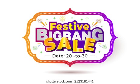 Festivo grande bang venda, oferta, conceito de logotipo de compras para o festival indiano Navratri Diwali.