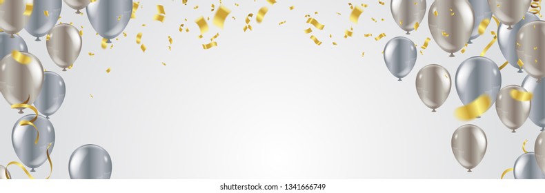 Festive birthday background with balloon celebration banner template colorful eps.10