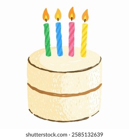 A festive birthday cake topped with colorful candles, radiating joy and excitement, perfect for party invitations and greeting cards.