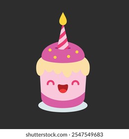 Festive Birthday Cake Vector Illustration Design