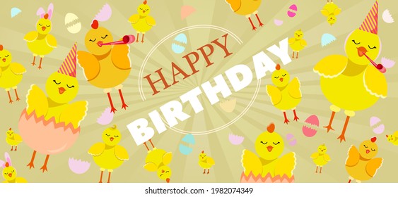 Tarjeta de cumpleaños festiva. Chicas en la concha. Atributos de cumpleaños. Vector. Estilo plano. Concepto. Invitación de vacaciones. Fondo beige. Ilustración
