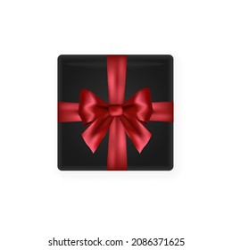 Festive Birthday and Christmas gift box with bow and ribbon
