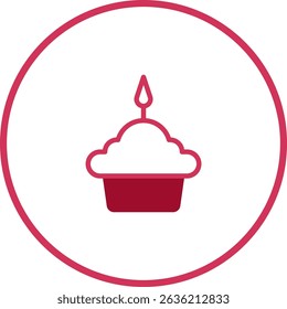 Festive birthday cupcake icon illustration suitable for graphic design use