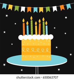 Festive birthday design with cake 