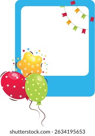 Festive birthday frame vector illustration on white.