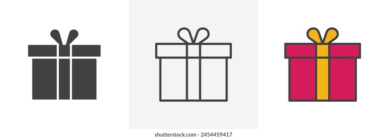 Festive and Birthday Gift Box Icon Collection