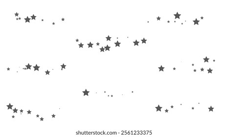 Festive black confetti and stars in grnage style glitter for a festive design arrangement, isolated a or transparent background. Format aI, eps, jpeg	