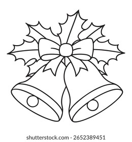 Festive Black and White Christmas Bells with Holly