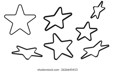 Festive Black and White Star Outlines Seamlessly Patterned for Celebratory Designs and Creative Backgrounds, Ideal for Holiday Themes and Awards