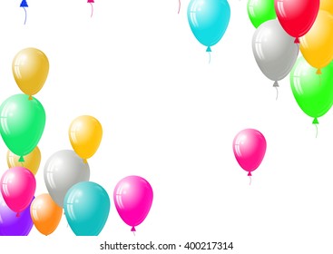 Festive blank card template with balloons background. Balloons isolated on the white background.