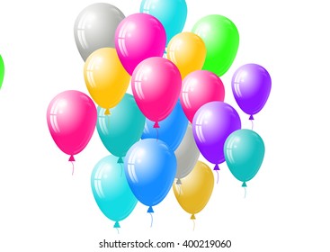 Festive blank card template with balloons background. Balloons isolated on the white background.