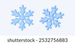 Festive blue 3D snowflake icon, an element for Christmas and New Year and seasonal holidays