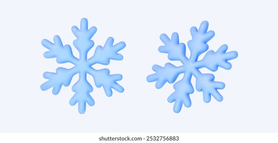 Festive blue 3D snowflake icon, an element for Christmas and New Year and seasonal holidays