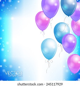 Festive blue background with balloons