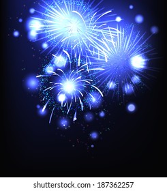 Festive blue fireworks