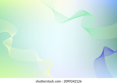 Festive Blue, green, yellow gradient and ribbon chain background. Abstract concept fantastic wallpaper, cover, interface with gradient lines. Birthday, wedding, place for congratulations text
