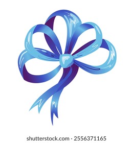 Festive blue purple gift bow and ribbon