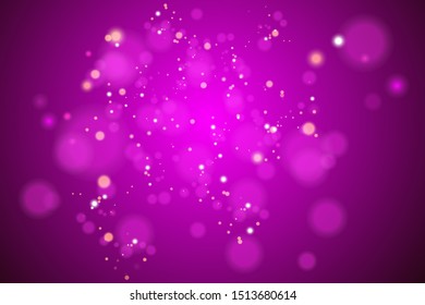 Festive blue, purple, golden luminous background with colorful lights bokeh. Christmas concept Xmas greeting card. Magic holiday poster, banner. Night bright gold yellow sparkles Vector Light abstract